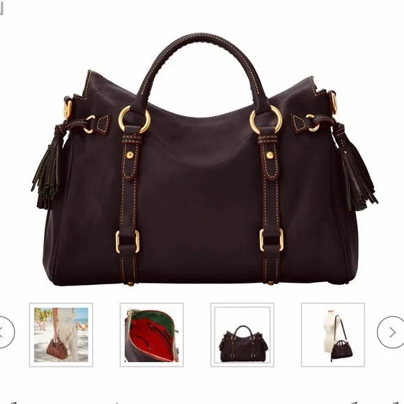 Dooney & Bourke Florentine Large Leather Satchel Dark Brown - Picture 3 of 15